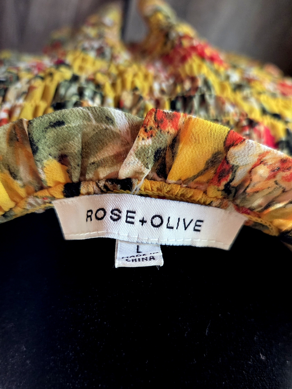 Rose & Olive Yellow Floral Flouncy Gathered Tunic Blouse Size L - Picture 8 of 11